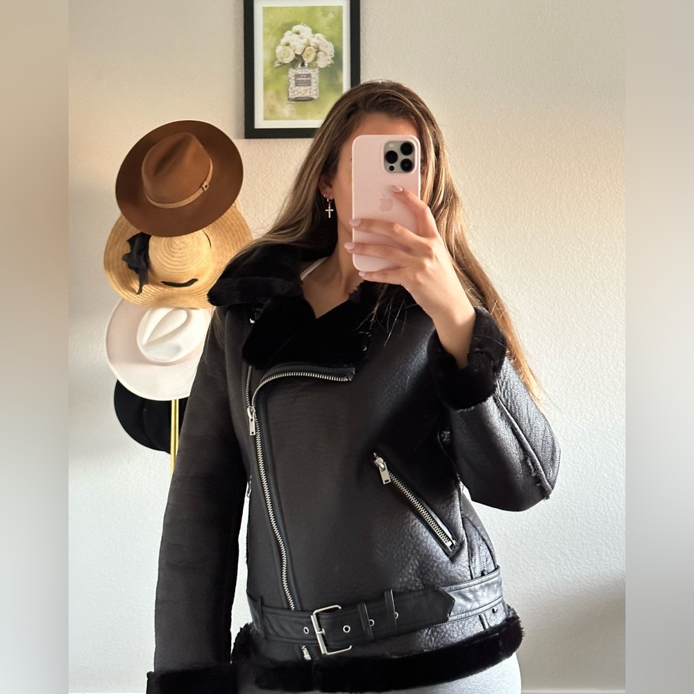 For The Republic Black Faux Leather Jacket